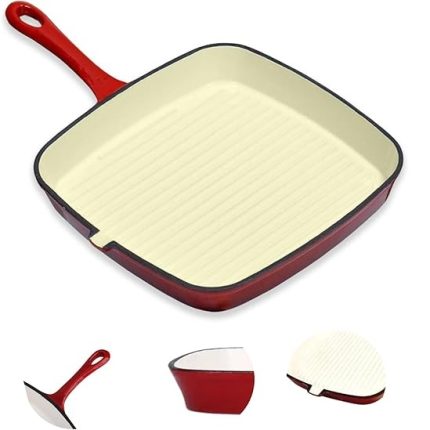 Home & Treat 24cm Cast Iron Square Griddle Frying Pan