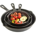 3 Pc Cast Iron Set Pre-Seasoned Skillet Frying Pan 6” 8” 10” Inches - Image 2