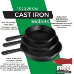 3 Pc Cast Iron Set Pre-Seasoned Skillet Frying Pan 6” 8” 10” Inches - Image 6