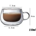 Green Globe Set of 4 Double Walled Glass Coffee Tea Cups with Handle 225ml - Image 2