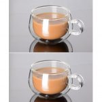 Green Globe Set of 4 Double Walled Glass Coffee Tea Cups with Handle 225ml - Image 4