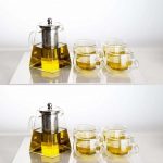 Green Globe Set of 4 Double Walled Glass Coffee Tea Cups with Handle 225ml - Image 6
