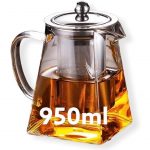 Green Globe Square Glass Teapot with Infuser