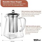 Green Globe Square Glass Teapot with Infuser - Image 2