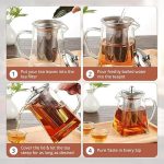 Green Globe Square Glass Teapot with Infuser - Image 4