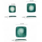 Green Globe Square Shape 3-Piece Dessert Plate Set - Image 2