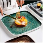 Green Globe Square Shape 3-Piece Dessert Plate Set - Image 6