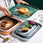 Green Globe Square Shape 3-Piece Dessert Plate Set - Image 5