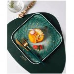 Green Globe Square Shape 3-Piece Dessert Plate Set - Image 4