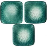 Green Globe Square Shape 3-Piece Dessert Plate Set - Image 3
