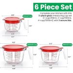 Home & Treat 6 Pcs Glass Measuring 3 Cups with 3 Lids - Image 2