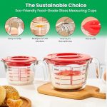 Home & Treat 6 Pcs Glass Measuring 3 Cups with 3 Lids - Image 4