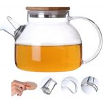 Home & Treat Glass Teapot 1000 ml with Filter Coil and Bamboo Lid