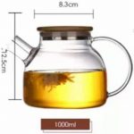 Home & Treat Glass Teapot 1000 ml with Filter Coil and Bamboo Lid - Image 2