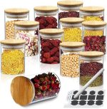 Home & Treat 6 Glass Storage Jars with Bamboo Lids