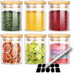 Home & Treat 6 Glass Storage Jars with Bamboo Lids - Image 2