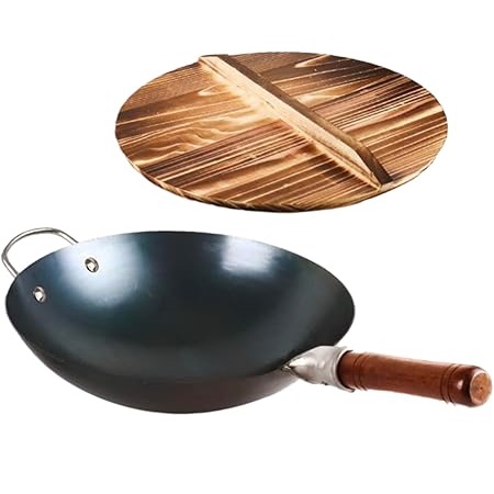 29. Home & Treat Wok Pan with Wooden Lid Home & Treat Wok Pan with Wooden Lid - Image 1
