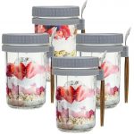 2pcs / 4pcs Glass Overnight Oats Jars with Lids and Spoon