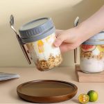 2pcs / 4pcs Glass Overnight Oats Jars with Lids and Spoon - Image 7