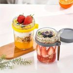 2pcs / 4pcs Glass Overnight Oats Jars with Lids and Spoon - Image 3