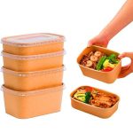 50x Kraft Takeaway Paper Bowls with Lids (Round bowl 500ML)