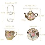 Green Globe – 13 pcs Ceramic Tea Set for Tea or Coffee with Metal Holder - Image 6