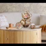 Green Globe – 13 pcs Ceramic Tea Set for Tea or Coffee with Metal Holder - Image 3