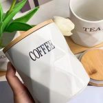 Home & Treat 3 Pcs White Ceramic Sugar, Coffee, and Tea Canisters Set with Airtight Bamboo Lids â€“ Multipurpose Food Storage Jars for Kitchen Countertop - Image 5