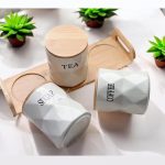 Home & Treat 3 Pcs White Ceramic Sugar, Coffee, and Tea Canisters Set with Airtight Bamboo Lids â€“ Multipurpose Food Storage Jars for Kitchen Countertop - Image 3