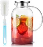 SUSTEAS Glass Pitcher with lid,Hot/Cold Water Ice Tea Wine Coffee Milk and Juice Beverage Carafe, Glass Water Jug - Image 3