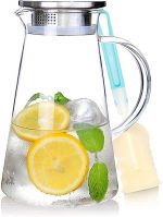 SUSTEAS Glass Pitcher with lid,Hot/Cold Water Ice Tea Wine Coffee Milk and Juice Beverage Carafe, Glass Water Jug