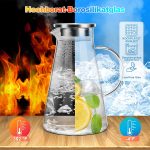 SUSTEAS Glass Pitcher with lid,Hot/Cold Water Ice Tea Wine Coffee Milk and Juice Beverage Carafe, Glass Water Jug - Image 2