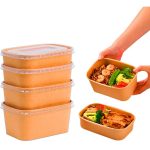 50x Kraft Brown Takeaway Paper Bowls with Lids (500ml | 650ml | 750ml ) - Image 3